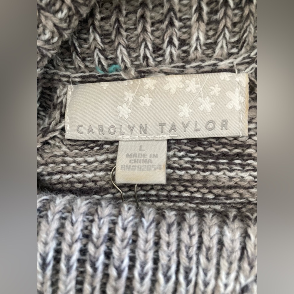 Carolyn Taylor Heathered Cowelneck Sweater. Size L - Picture 5 of 7